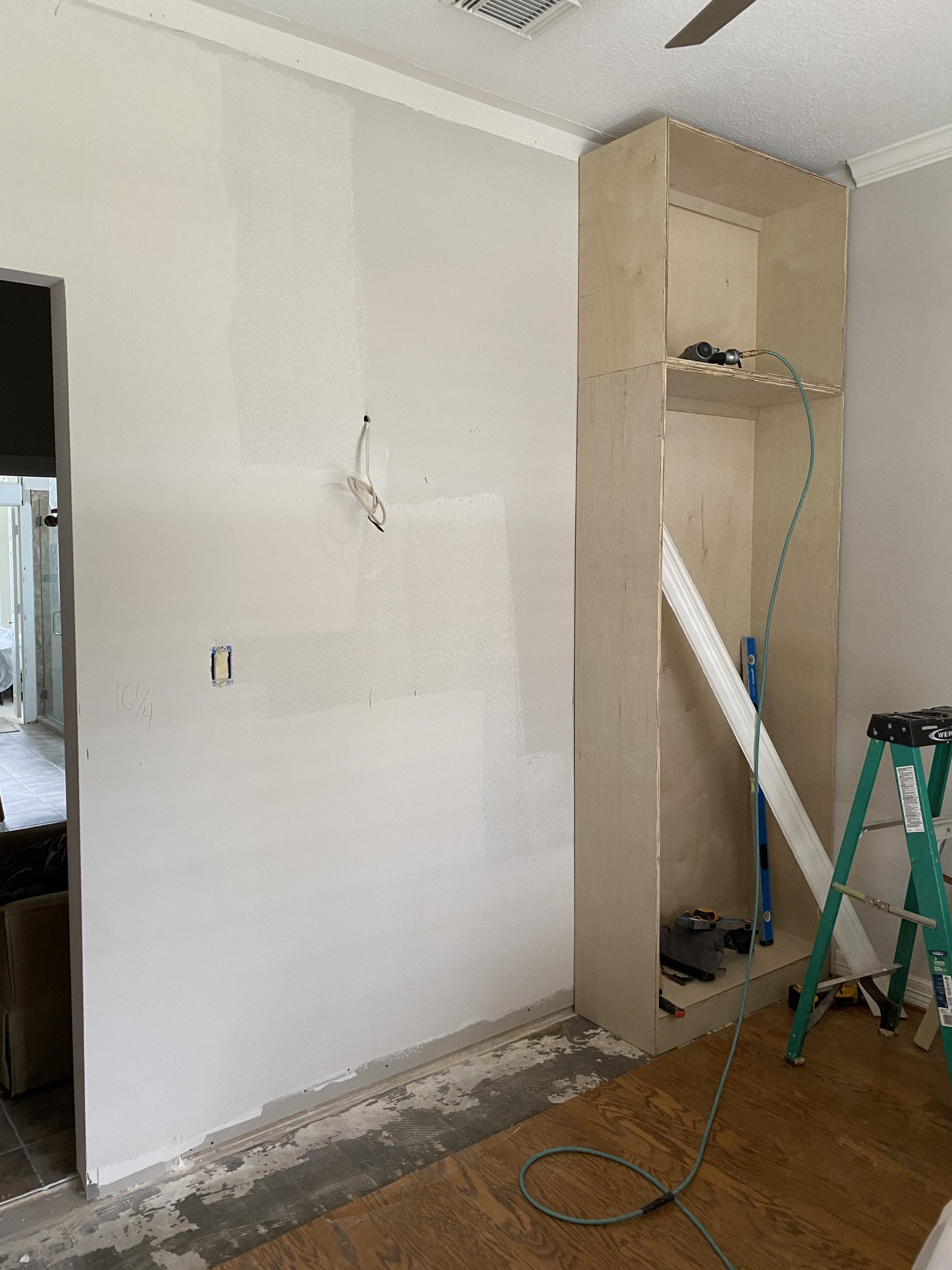 The Hidden Retreat cabinet structure during construction, full project view 2