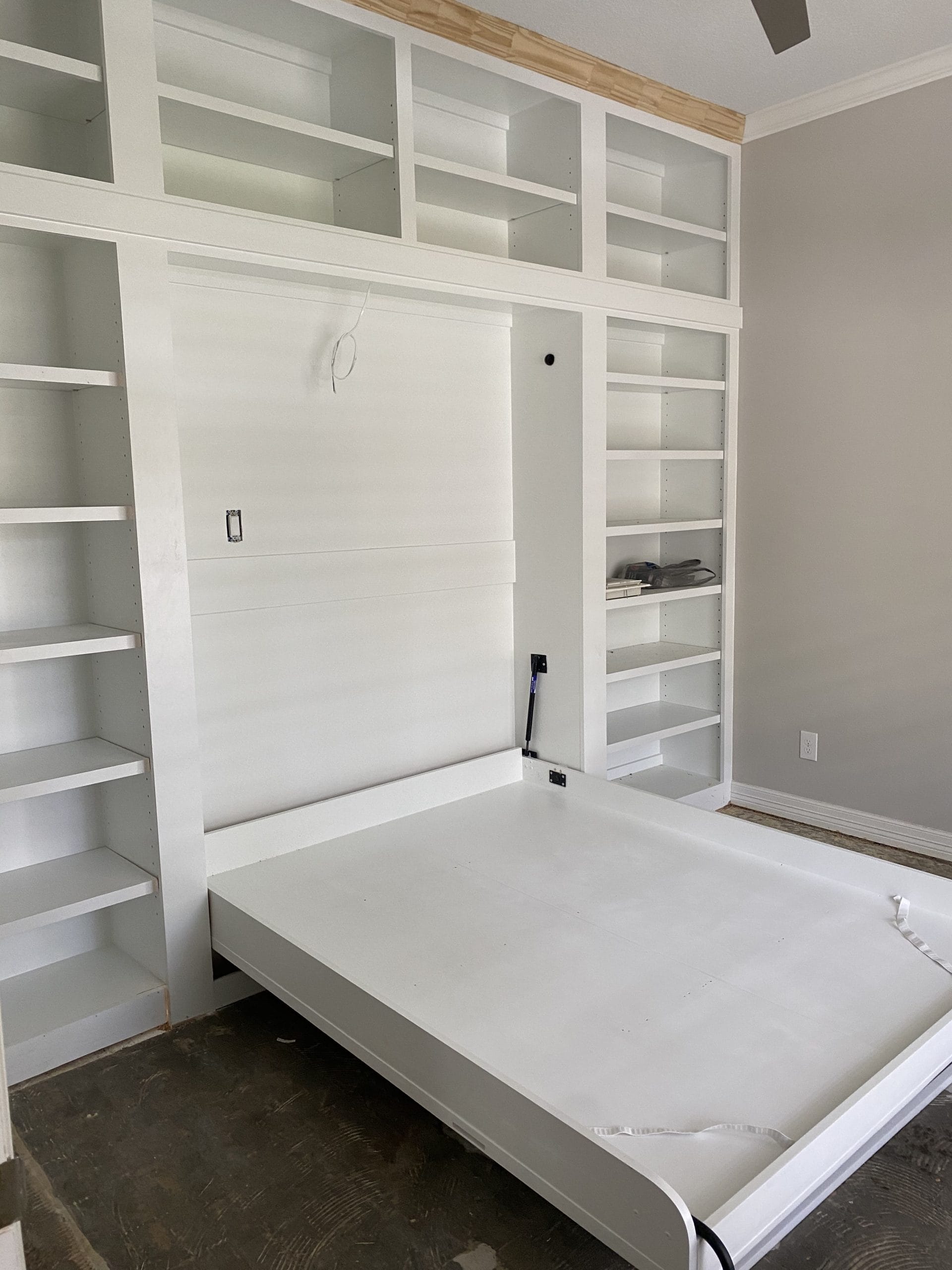 The Hidden Retreat queen Murphy bed in the open position, full project view 5