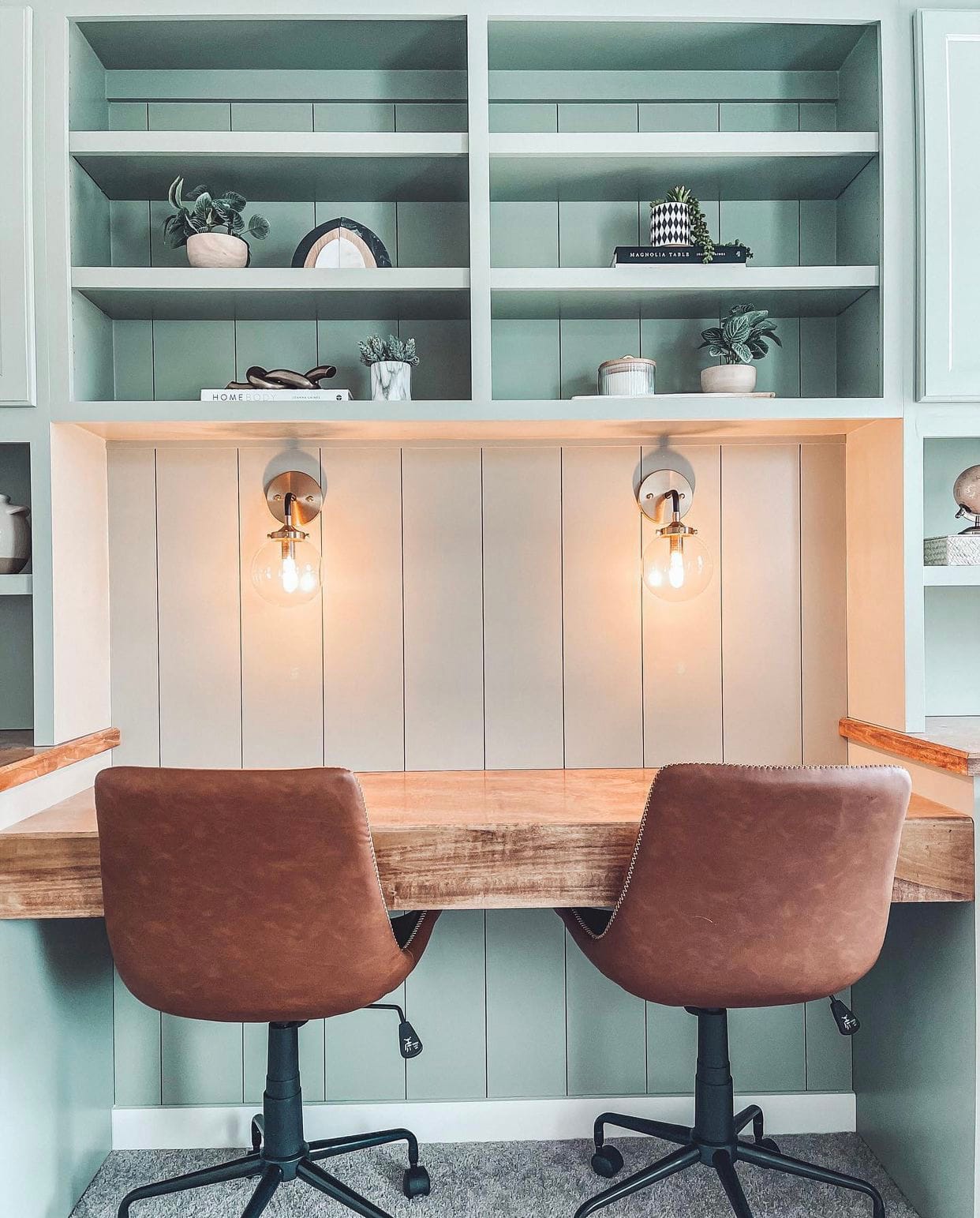 The Sage Study custom two-person home office, full project view 2