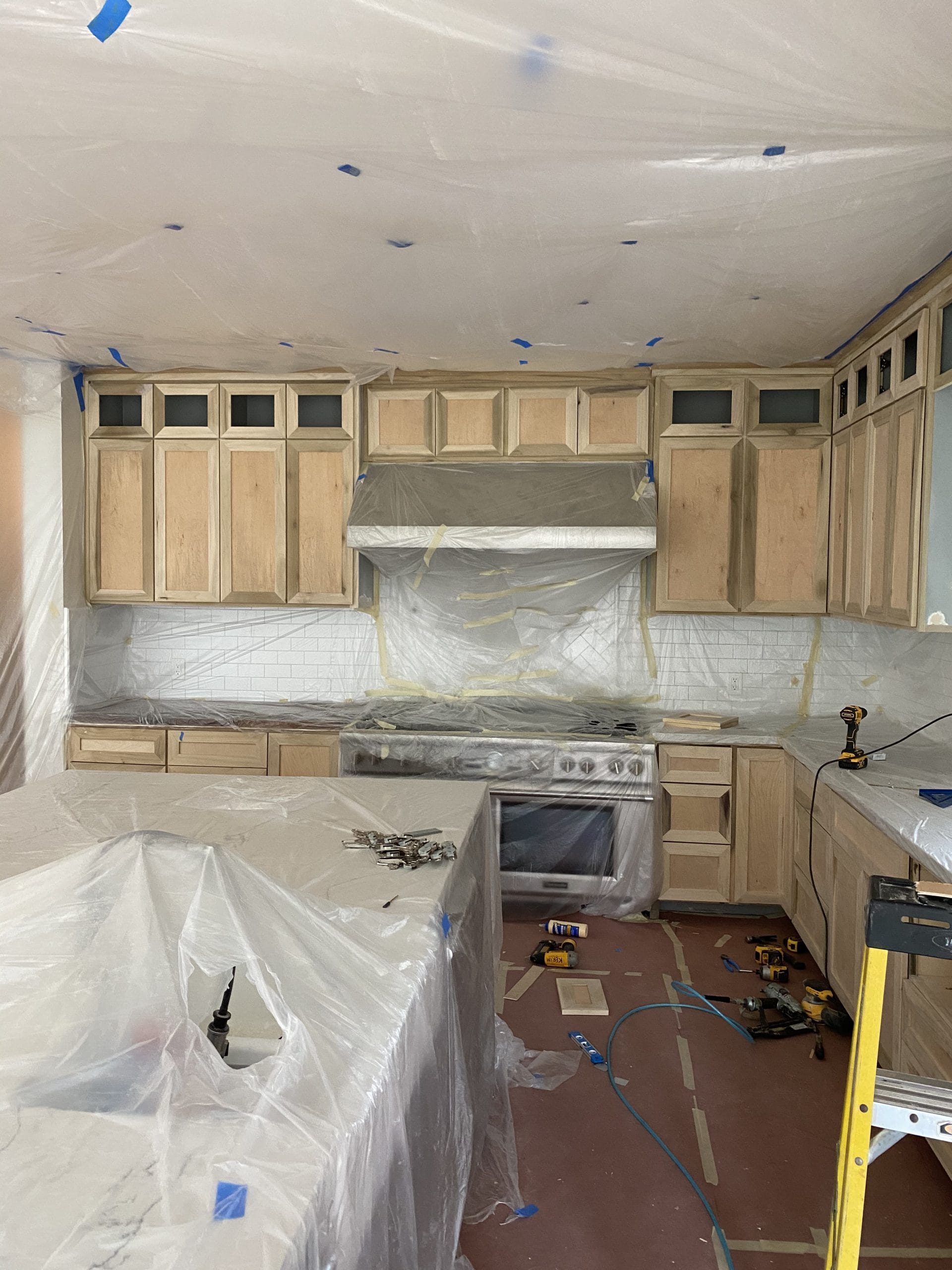 New Shaker cabinet doors being installed, full project view 5